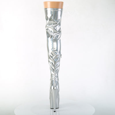 Queen of The Night Silver Hologram Thigh High Boots