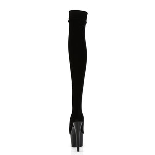 Stretch Platform Velvet Thigh High Boots