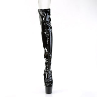 Adore-3011 Thigh High Peep Toe Boots Black PA