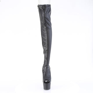 Adore-3011 Black Matte Peep Toe Thigh High Boots
