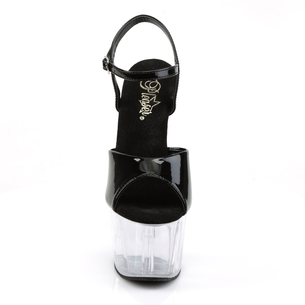 Black Patent Clear Platform Sandals Adore-709