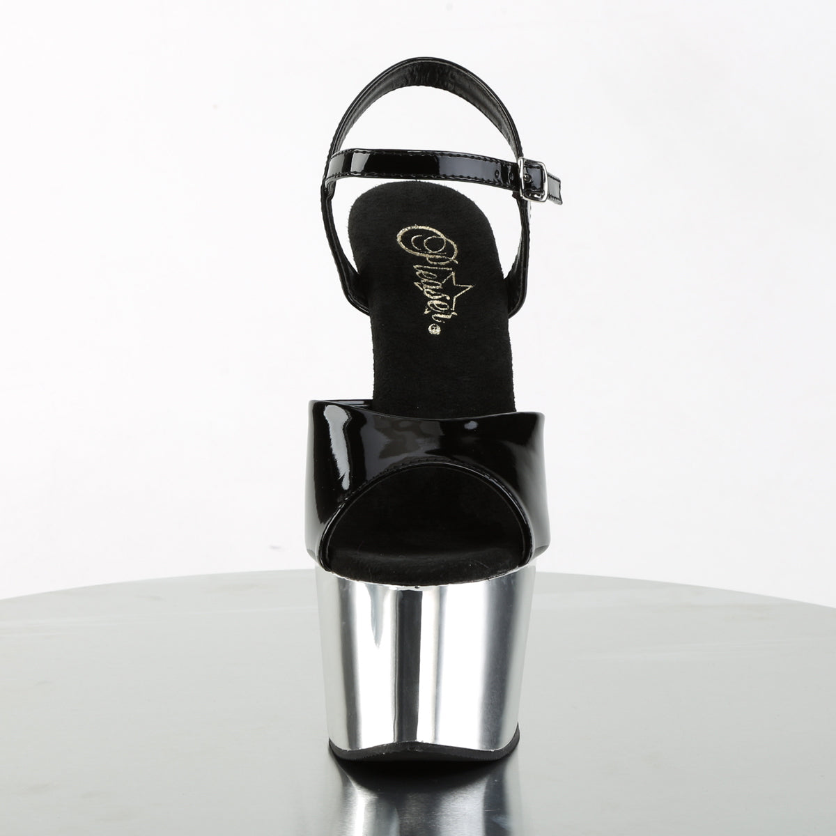 Black Patent Silver Platform Sandals Adore-709