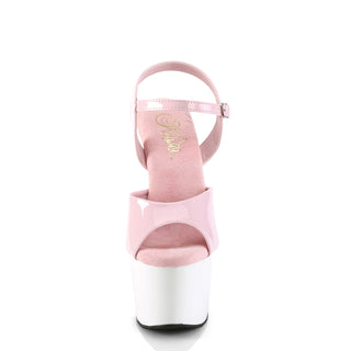 Adore-709 Baby Pink - White Platform Heels