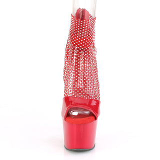 Rhinestone Mesh Sandals Red