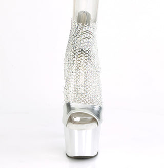 Rhinestone Mesh Sandals Silver