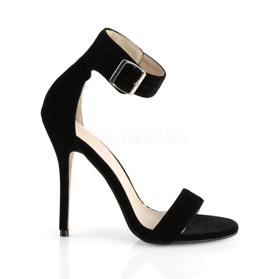 Stiletto Heel Black Velvet Open Toe Sandal