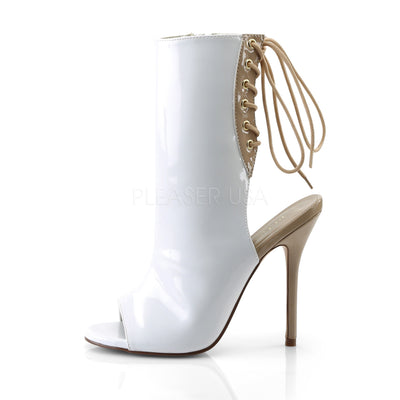 Open Toe White Ankle Boots