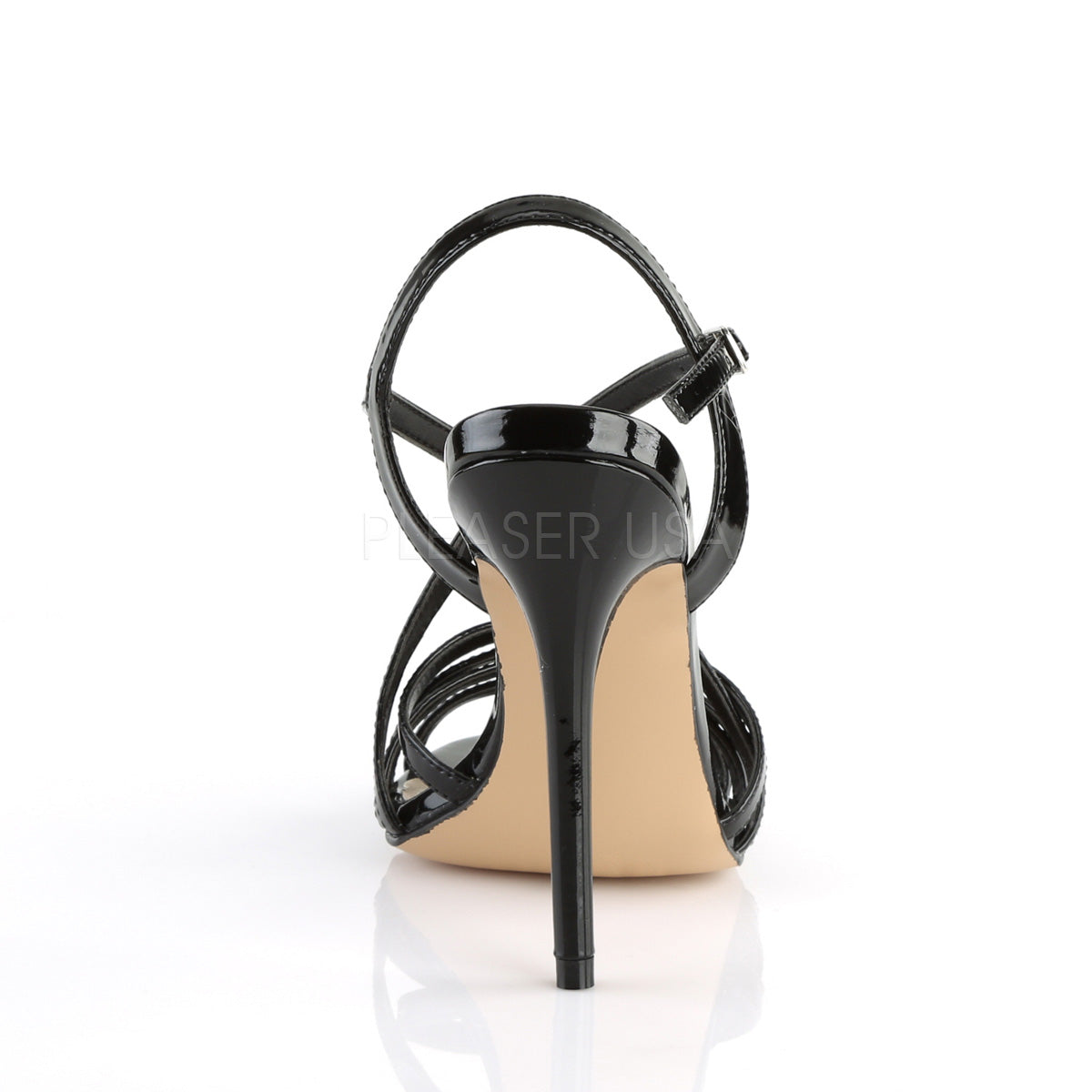 Stiletto Heel Ankle Strap Black Sandals