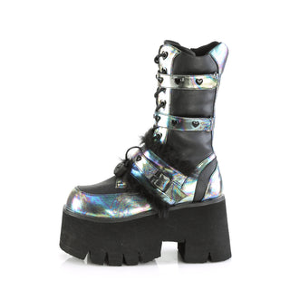 Ashes-120 CyberPunk Green Multi Oil Platform Boots
