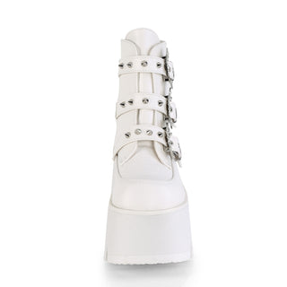 Ashes-55 White Bat Buckle Platform Boots