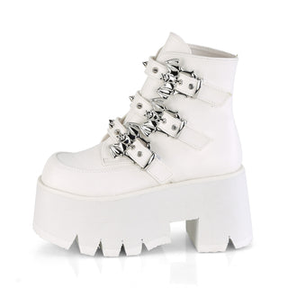 Ashes-55 White Bat Buckle Platform Boots