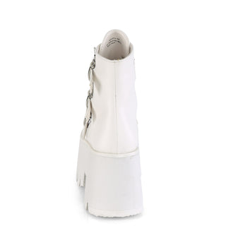Ashes-55 White Bat Buckle Platform Boots