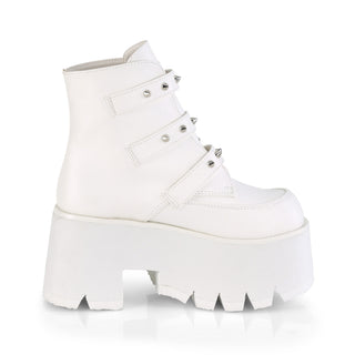 Ashes-55 White Bat Buckle Platform Boots