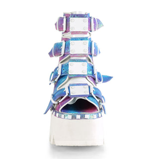Ashes-70 Purple Iridescent Cut Out Platform Sandals