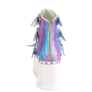 Ashes-70 Purple Iridescent Cut Out Platform Sandals