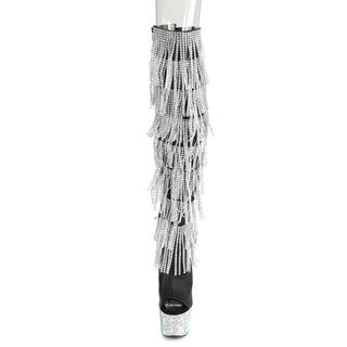 Bejeweled Thigh High Boots Black-Silver Boots