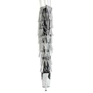 Bejeweled Thigh High Boots Black-Silver Boots