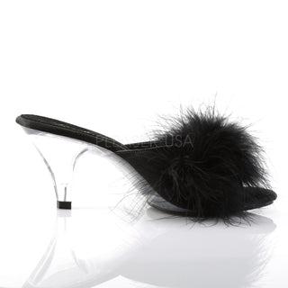 Belle-301F Black/Clear Marabou Slippers