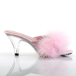 Belle-301F Pink/Clear Marabou Slippers