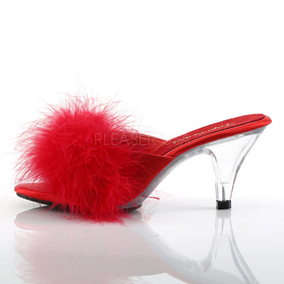 Sexy Marabou Red/Clear Slippers