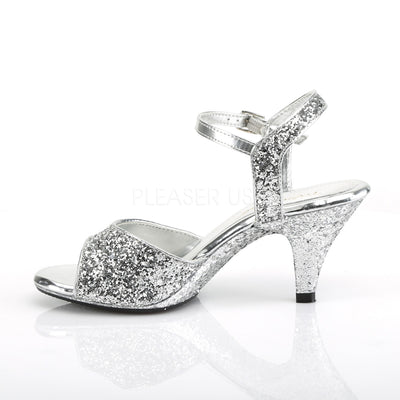 Ankle Strap Glitter Silver Heels