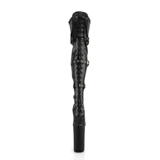 Beyond-3028 Black Matte 10 Inch Heel Thigh High Boots
