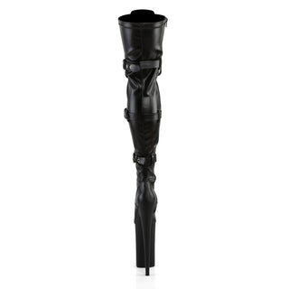 Beyond-3028 Black Matte 10 Inch Heel Thigh High Boots