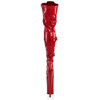 Beyond-3028 Red 10 Inch Heel Thigh High Boots