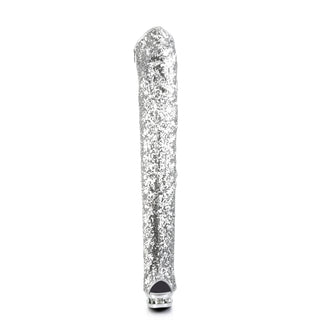 Blondie-R-3011 Silver Rhinestone Open Toe Thigh-High Boots
