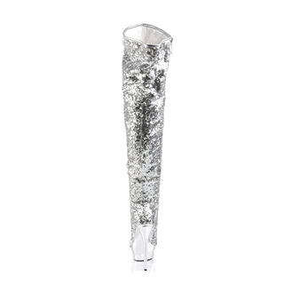 Blondie-R-3011 Silver Rhinestone Open Toe Thigh-High Boots
