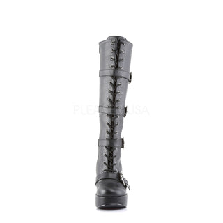 skull punk knee high boots