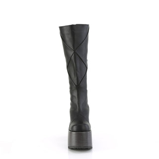 Camel-280 Black Chunky Knee High Platform Boots