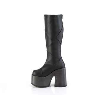 Camel-280 Black Chunky Knee High Platform Boots