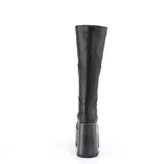 Camel-280 Black Chunky Knee High Platform Boots