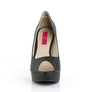 Chloe-01 Black Matte Peep Toe Large Size Pumps