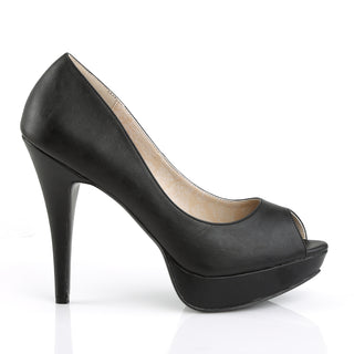 Chloe-01 Black Matte Peep Toe Large Size Pumps