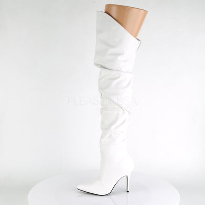 Bad Girls Thigh High Scrunch Boots White