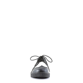 Creeper-608 Black & White Leather Creeper Shoes (Unisex)