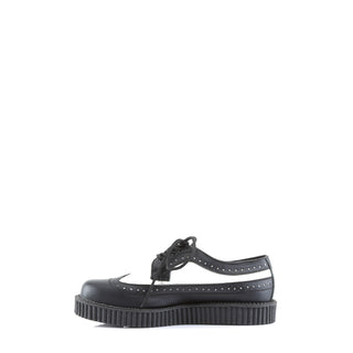 Creeper-608 Black & White Leather Creeper Shoes (Unisex)