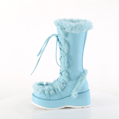 Furry Comfy Blue Platform Boots