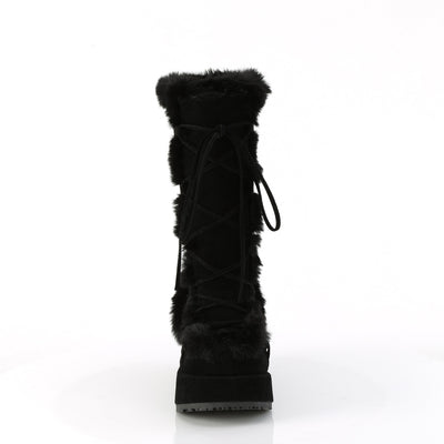 Furry Comfy Black Platform Boots