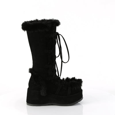 Furry Comfy Black Platform Boots