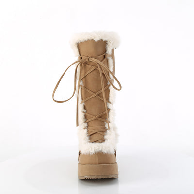 Furry Comfy Camel Platform Boots