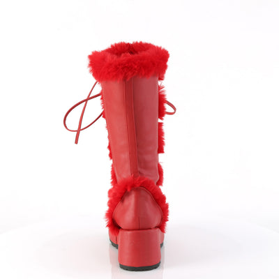 Furry Comfy Red Platform Boots