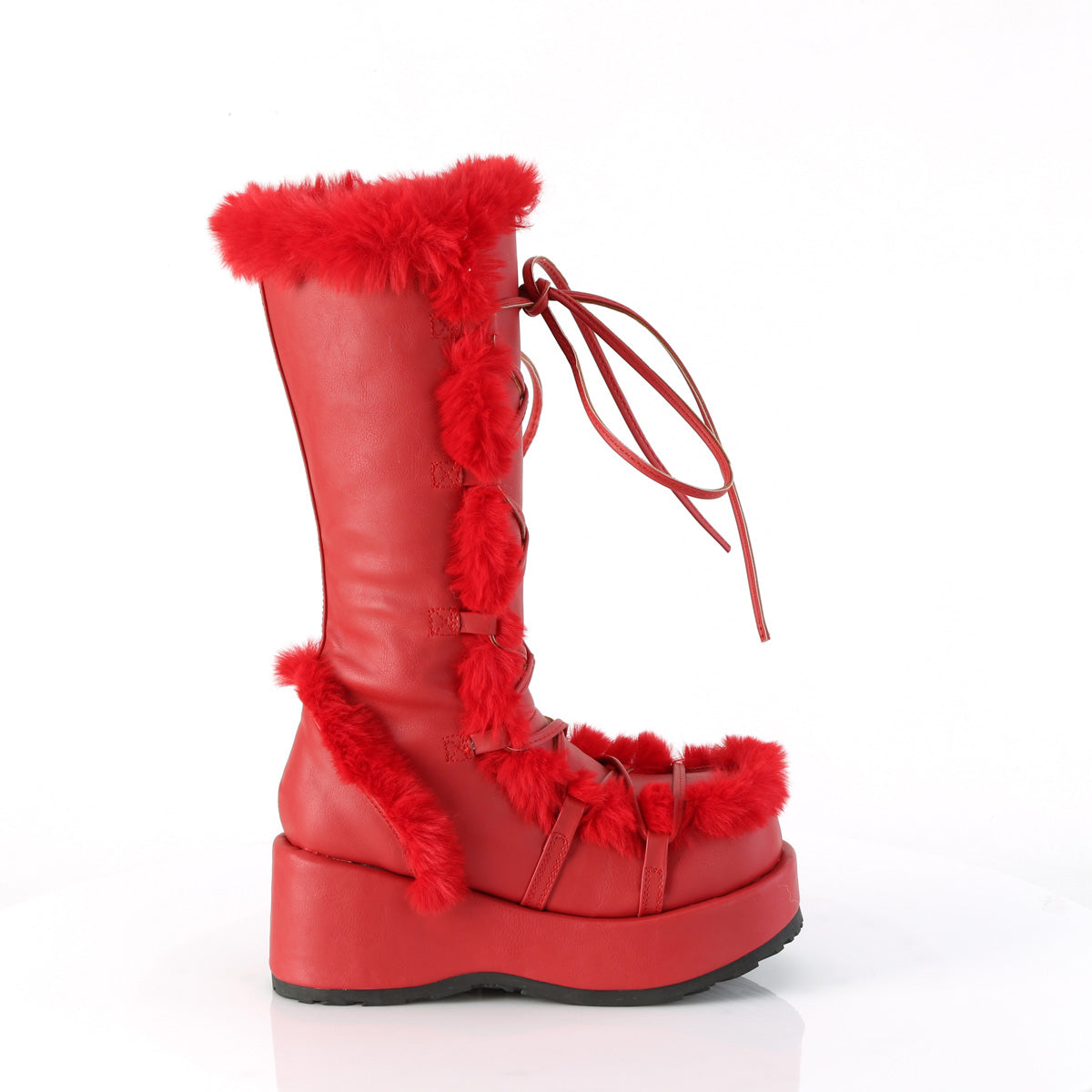 Furry Comfy Red Platform Boots
