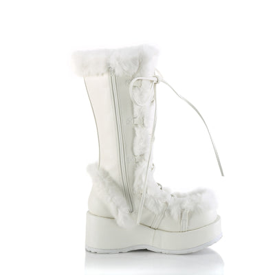 Furry Comfy White Platform Boots