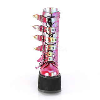 Damned Platform Boots Pink Green Iridescent