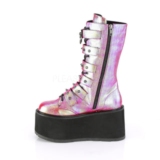 Damned Platform Boots Pink Green Iridescent