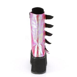 Damned Platform Boots Pink Green Iridescent
