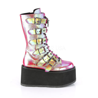 Damned Platform Boots Pink Green Iridescent